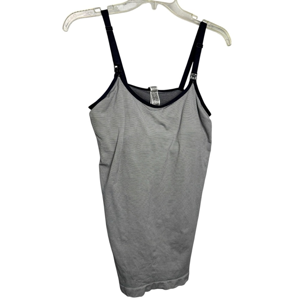 Bravado! Ladies striped nursing tank top navy blue large post partum breastfeed